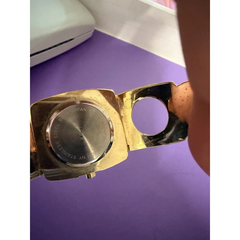 Vivani Watch Women Gold Tone Hinged Bangle Cuff Band New Battery